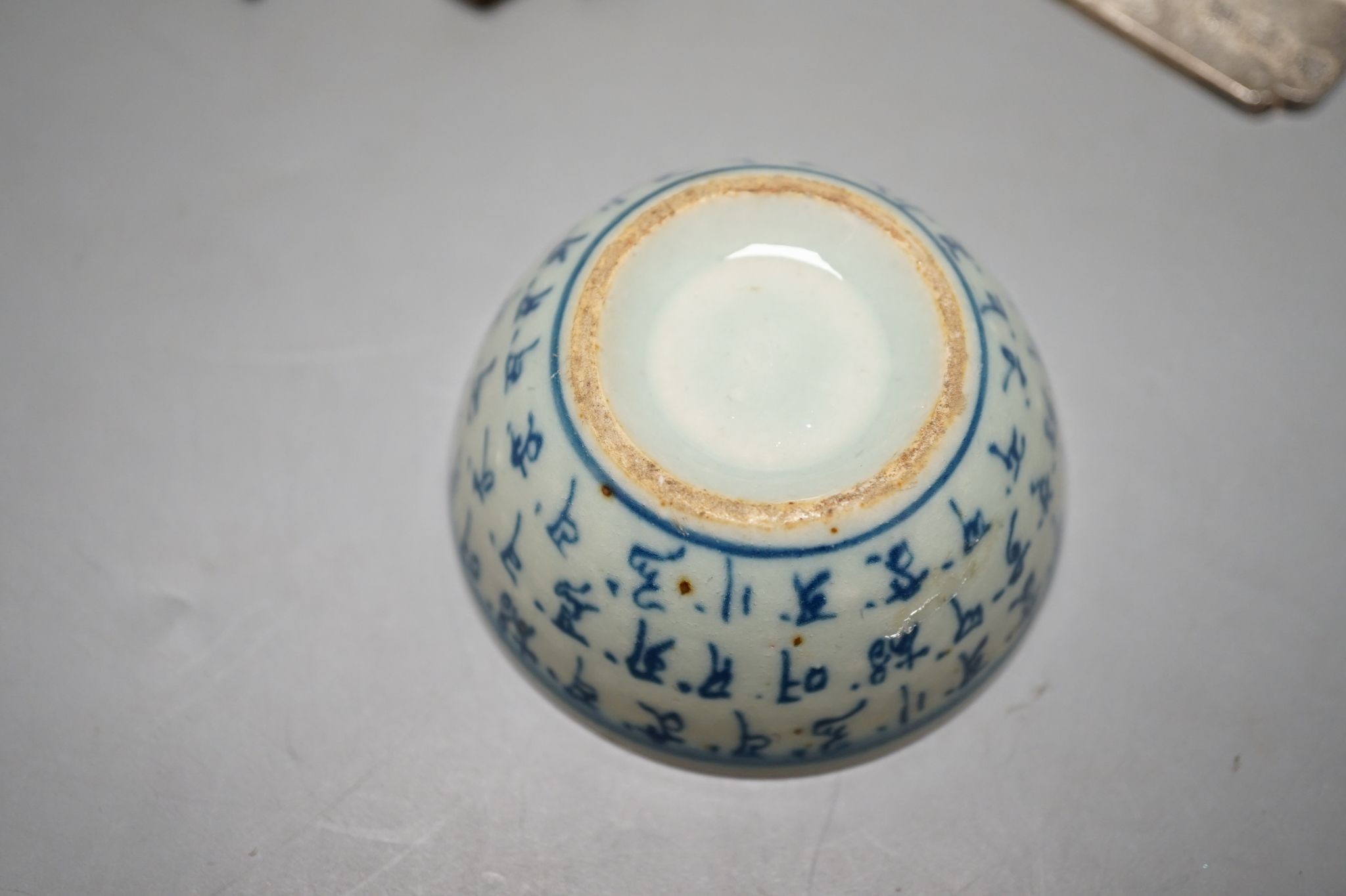 Mixed Chinese ornamental metalware and ceramics, including a pair of storks, 17.5 cms high.
